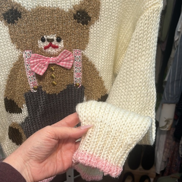 Vintage | Heidi Hand Sewn 3/D Teddy Bear 🧸 sweater Sz M - Picture 5 of 10